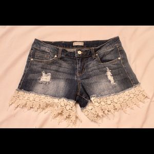 Denim Shorts with Lace